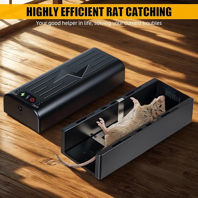 Rat Trap Zapper Electric Mouse Zappers,2 Packs Electronic Rodent Zapper with Anti-Escape Baffle Indoor,Powerful Voltage Rats and Mice Traps, Reusable&No Touch Rodent Control for Home Use