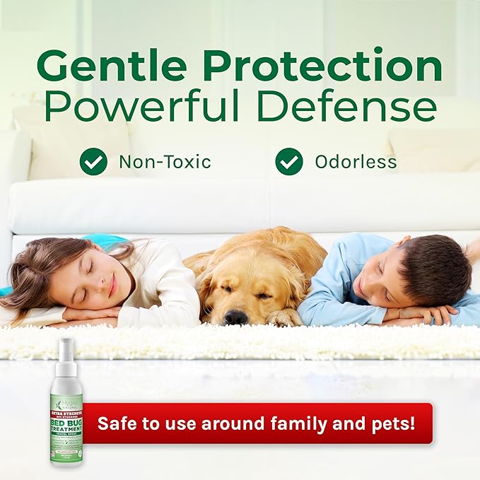 Hygea Natural Extra Strength Bed Bug Killer 3oz Travel Spray –TSA Approved - New Formula 66% Stronger- Stain & Scent Free Treatment – Natural Formula - Child & Pet Safe (50 Pack)