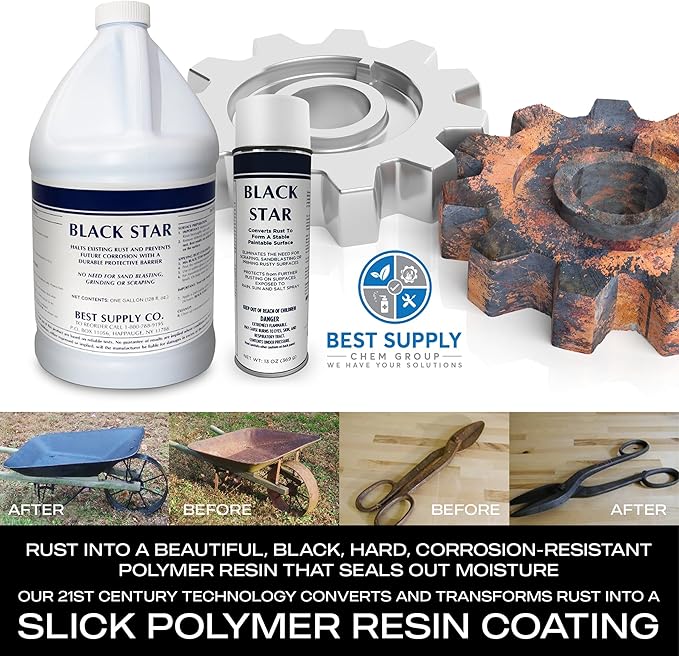 BLACK STAR Rust Converter - Converts Rust on Any Steel Surface - 1 Aerosol Spray Can