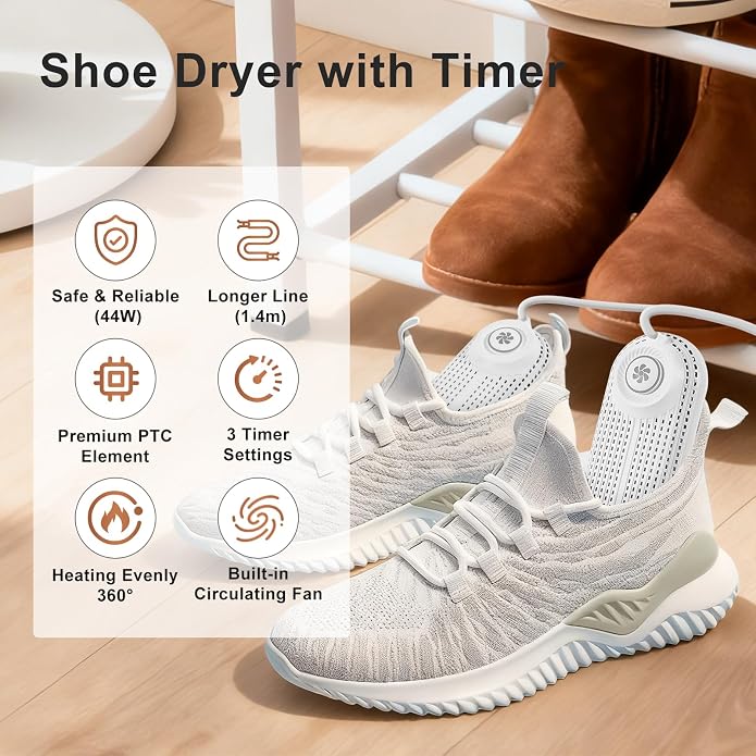 Electric Boot Dryer, Shoe Warmer with IC Controller, Footwear Travel Dryers Silent with 3/6/9 Hours Timer