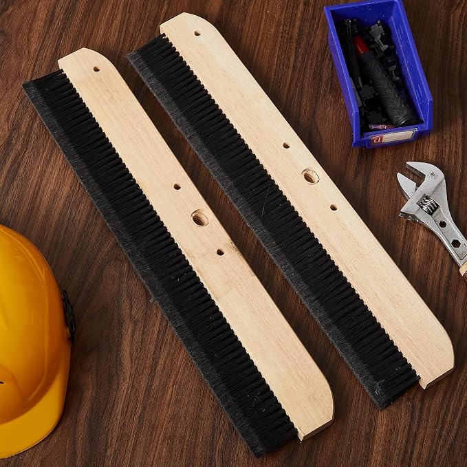 2 Pack 24 Inch Concrete Broom Finishing Tools Wood Backed, Polypropylene Bristles Brush Push Brooms Without Handle for Concrete Finishes Hard Floors