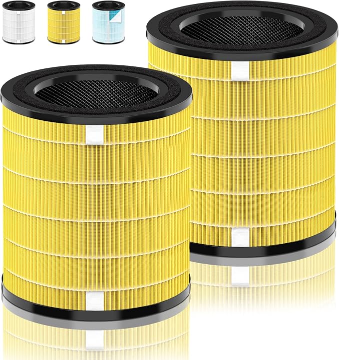 [Pet Care] LV-H133 Replacement Filter Compatible with Levoit LV-H133 Air Purifier, Replacement for LVH133 H133 Meta-Air Tower H13 True HEPA # LV-H133-RF, Yellow 2-Pack