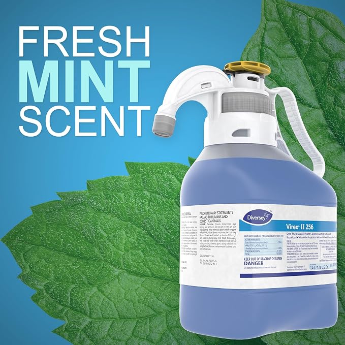 VIREX Diversey II 256 Disinfectant Cleaner SmartDose Conc, 1.4 L | One Step Cleaning, Fast Contact Time, Controls Odors, Cost Efficient 1:256 Dilution, Multi Surface Use