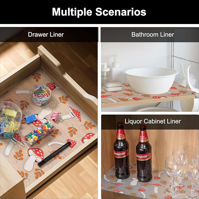 Cooyes Shelf Liner – Non-Slip Cabinet & Drawer Liner for Kitchen – Non-Adhesive Waterproof Shelf Paper with Modern Pattern – Durable EVA Cabinet Mat – Easy to Cut (Burgundy,11.8" W x 236" L)
