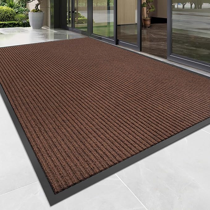 100pointONE Front Door Mat, Heavy Duty Indoor Outdoor Doormat, 96" x 48" Low Profile Outdoor Mats for Home Entrance, Stain and Fade Resistant Welcome Mat Ideal for High Traffic Area, Brown