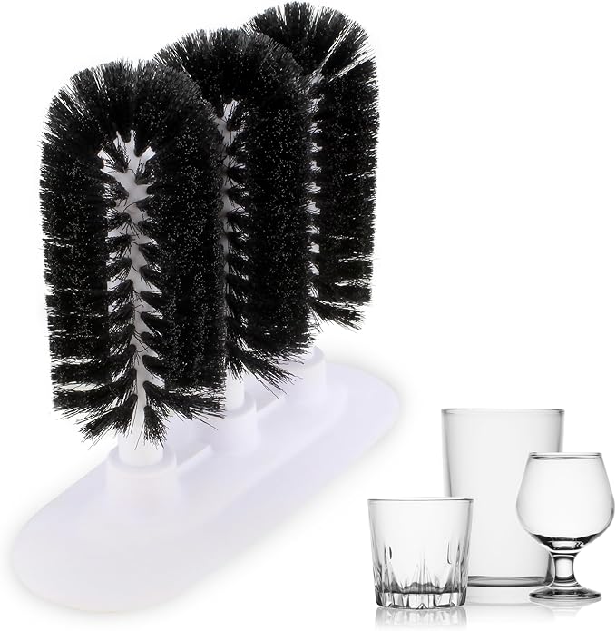 3 Brush Glass Washer Triple Glass Rinser, Cup Washer Brush
