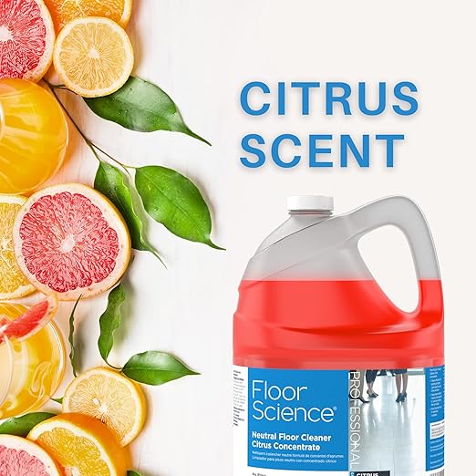 Diversey Floor Science CBD540441 Professional Neutral Floor Cleaner, Deep & Gentle Cleaning with No Residue, Citrus Scent, Concentrate, 1-Gallon (Pack of 4)