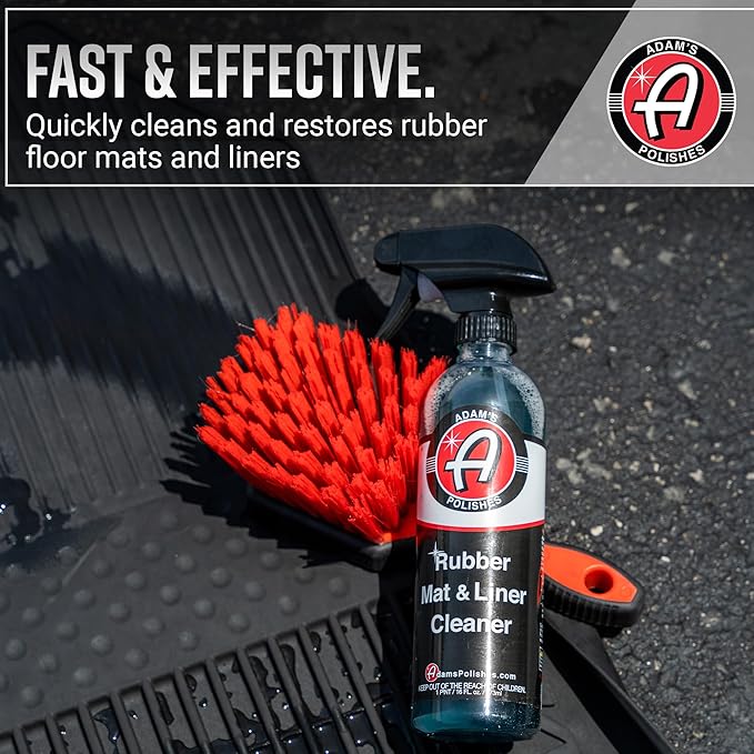 Adam's Rubber Mat & Liner Cleaner 16oz - Floor Mat Cleaner Restores Rubber, Plastic & Vinyl Mats For Car Detailing, Alos Works On Truck Bed Cargo Liners, Trunk Mat Accessories & More