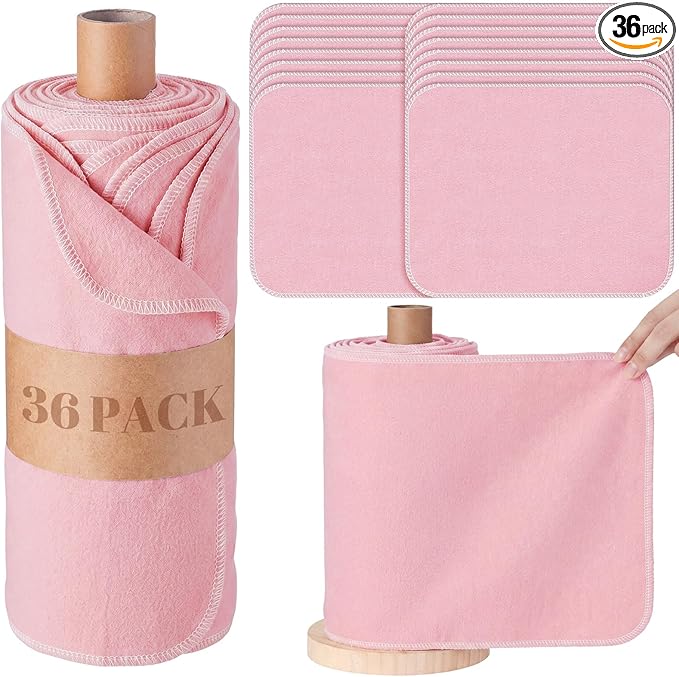 36 Pack Reusable Cleaning Cloths Washable Cotton Kitchen Towels for Home(Gentle,Pink)
