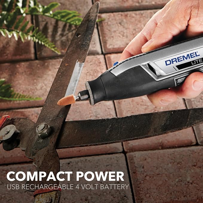 Dremel Lite 7760 N/10 4V Cordless Rotary Tool Kit with Variable Speed, USB Charging, Easy Accessory Changes - Ideal for Light-Duty DIY & Crafting, Sanding, Engraving, and Polishing