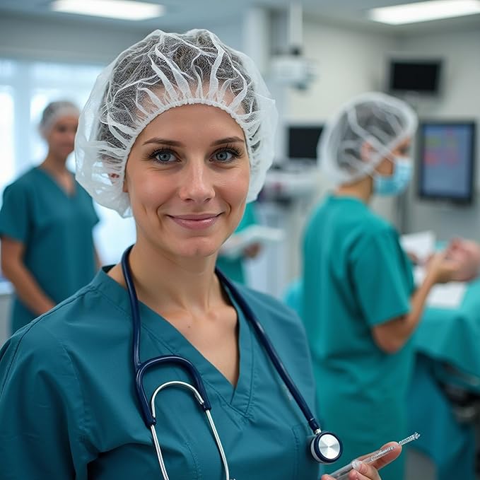 Disposable Bouffant Caps Hair Net, Spun-Bonded Polypropylene, Non-Woven, Medical, Labs, Nurse, Tattoo, Food Service, Health, Hospital, White, sold by case (500 Pieces)