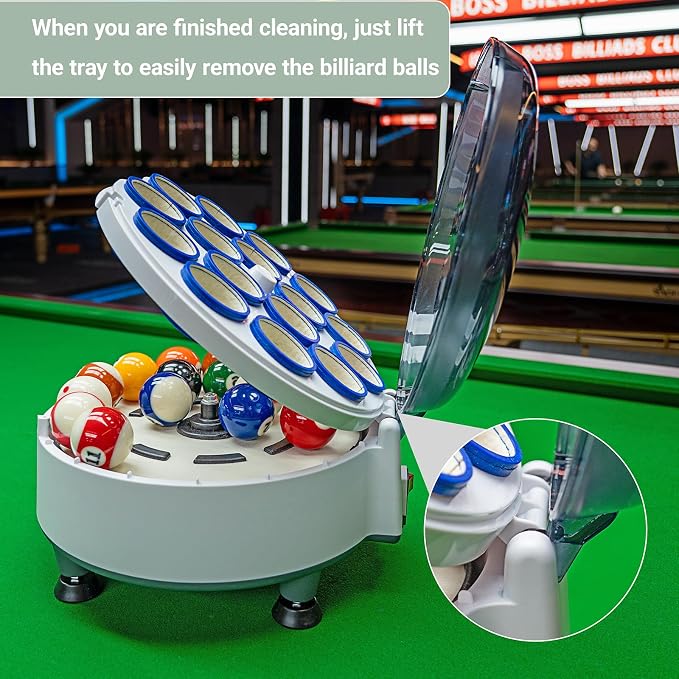 Pool Ball Cleaner Pool Ball Polishing Cleaning Machine Billiard Ball Cleaner Electronic Pool Balls Polishing for 16 Billiard and Snooker Balls 110V 180V