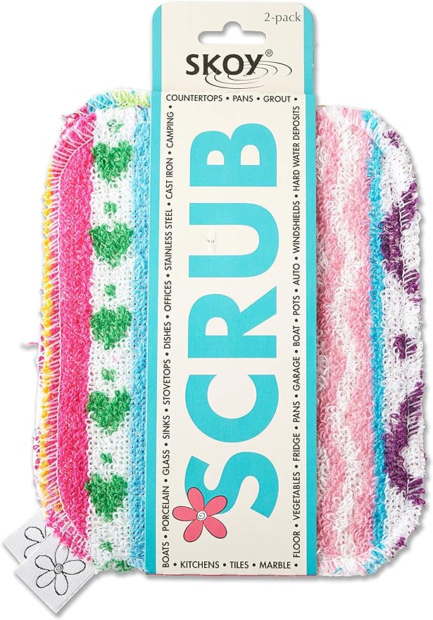 Skoy Cleaning Bundle - Cloth, Scrub, Green Towel and Sink Holder – Environmentally Friendly, Kitchen & Household Use, Plastic-Free Packaging, Great Gift Idea!