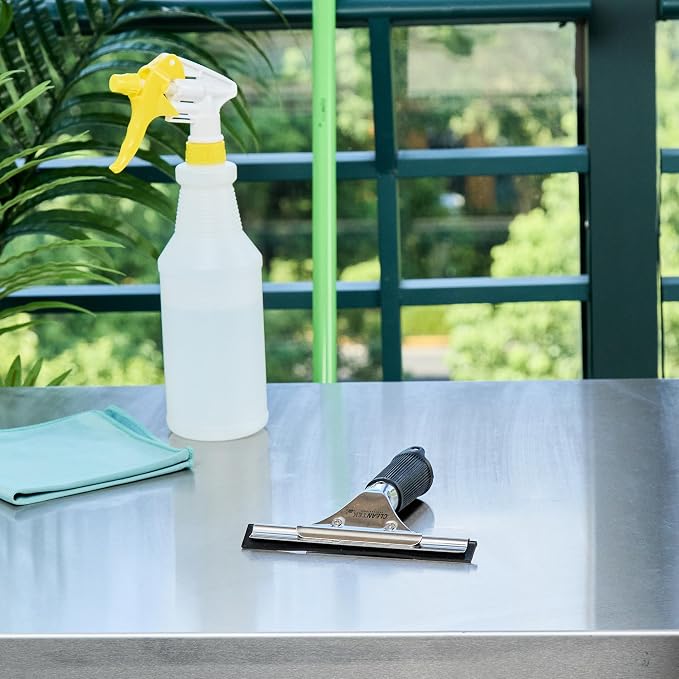 Restaurantware-Clean Tek Professional 5.91 Inch Window Squeegee, 1 Cleaning Squeegee with Rubber Blade - No-Slip Handle, Clean Mirror Or Car Windshield, Stainless Steel Wiper for Glass Door