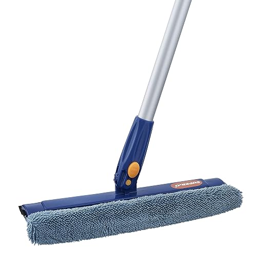 Superio Window Washer and Silicone Squeegee, Auto Easy Grip Extendable Handle Micro-fiber Washer with Rubber Squeegee