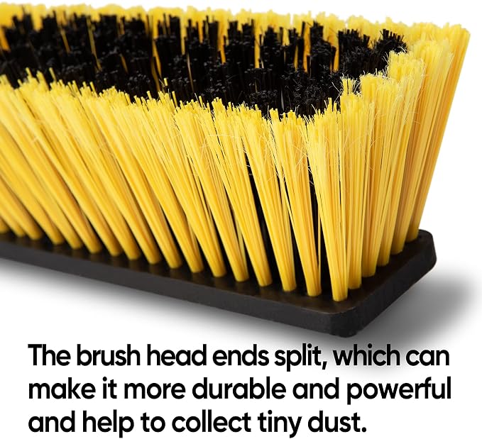 Yocada Push Broom Brush 18"+24" Set 5.3" Long Handle Stiff Bristles Heavy-Duty Outdoor Commercial for Cleaning Bathroom Kitchen Patio Garage Deck Concrete Wood Stone Tile Floor