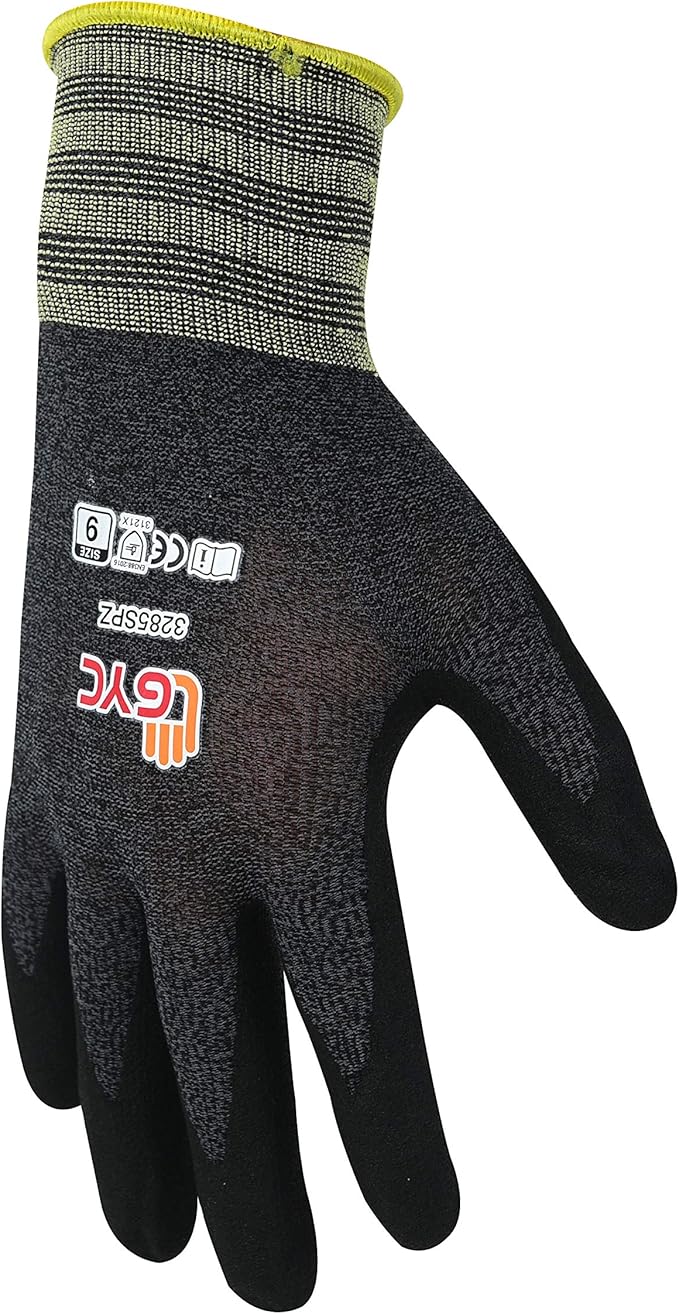 GYC Gloves, Sanitized, DIY Gardening, Super Slim Water-based PU ECO Micro Finish Safety Work Gloves - 10 Pairs Pack - Comfortable Grip, Anti-Slip (3285SPZ / SIZE 11 - XX-Large)