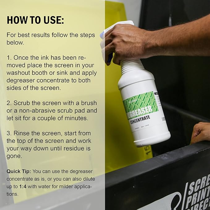 Ecotex® Screen Printing Mesh Degreaser (Gallon - 128oz.) - Silk Screen Cleaner, Oil and Residue Remover - Screen Printing Frame Degreaser and Mesh Cleaner, Eco-Friendly Screen Printing Supplies