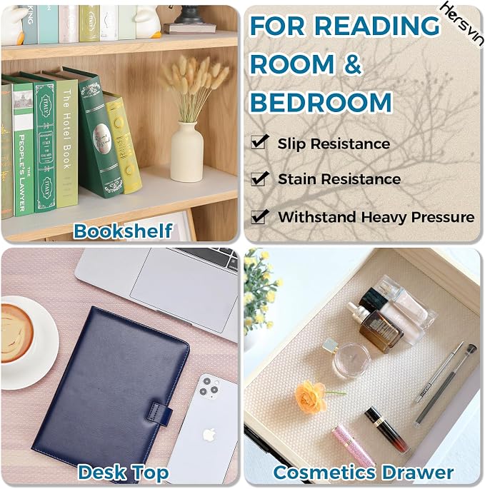 Hersvin Shelf Liner, 24" x20' Non-Adhesive Drawer Liners EVA Kitchen Cupboard Cabinet Covering Undersink Mat Washable Fridge Lining Paper for Home Office (Clear/Dot)