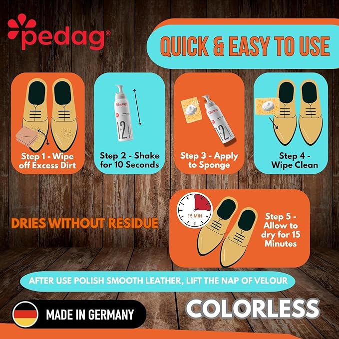 Pedag Shoe Cleaner, Suede Shoe Cleaner & Sneaker Cleaner w/Lime Oil, Lanolin. Amazing as a White Shoe Cleaner, Limpiador de Zapatos. Best Shoe Cleaning Kit for Leather Shoes, Tennis Shoe Cleaner 3.7oz