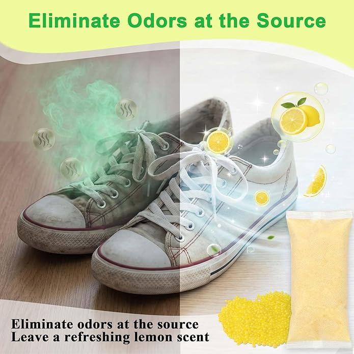 PurifyLogix Lemon Fresh Shoe Deodorizer, Natural Long-Lasting Powerful Odor Absorber for All Footwear, also Purifies Air in Closets, Gym Bags and Pet Areas, Odor Eliminator, 6PCS