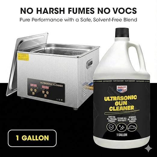 Ultrasonic Gun Cleaner Solution Concentrate + Free Cleaning Cloth | Makes 50 Gal. | Made in The USA | Gun Parts Cleaner for All Ultrasonic Machines | Highly Concentrated Firearm Cleaning Liquid