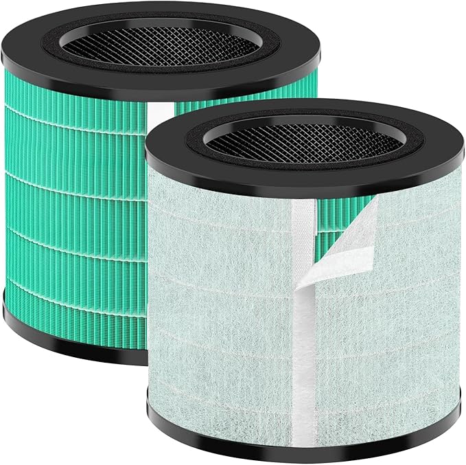 Replacement Filter Compatible with MK08W MK09W Air Purifier, True HEPA H13 4-Stage Filtration Activated Carbon 2-in-1, 2-Pack