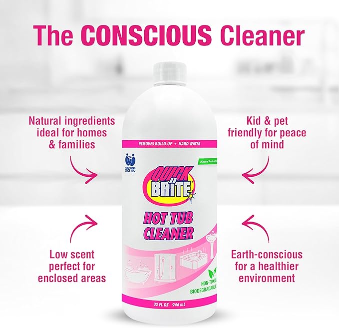 Quick N Brite Heavy Duty Hot Tub Cleaner Kit - Non-abrasive Cleaning Gel with Sponge and Cloth, 32 oz. (Packaging May Vary)