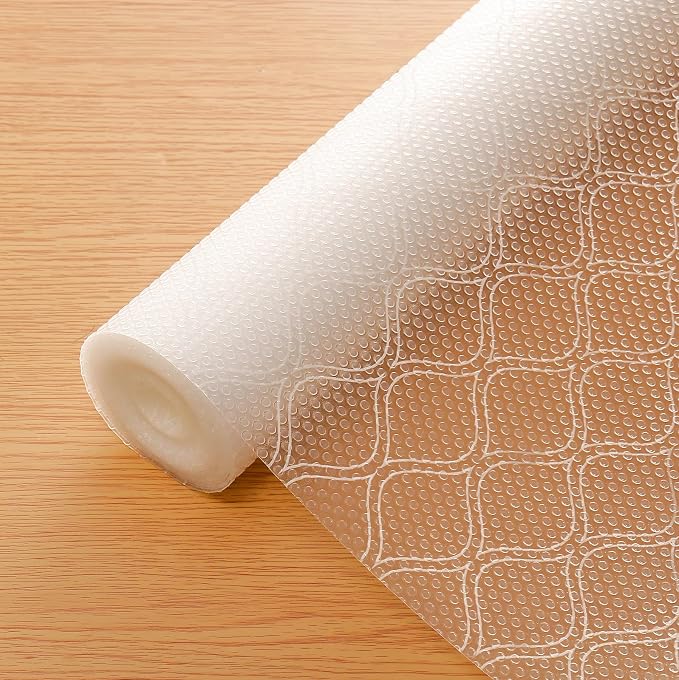 Cooyes Shelf Liner for Kitchen Cabinets Waterproof Kitchen Cupboard Liner Plastic Drawer Mats EVA Material Non Adhesive Fridge Mats for Shelves（23.6" W x 118" L）