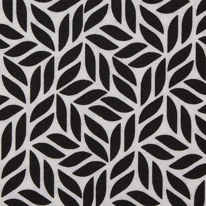 DII Fridge Liner Collection Non-Adhesive, Cut to Fit, 12x24, Black Abstract Leaf, 6 Piece