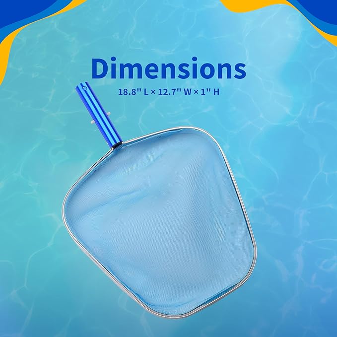 Aqua First Blue Wave NA8006 Aluminum Pool Leaf Skimmer – Heavy-Duty Mesh Net with No-Mar Frame – Fits Standard Telescopic Poles – Lightweight Skimmer for Swimming Pools – 18.8-in x 12.7-in