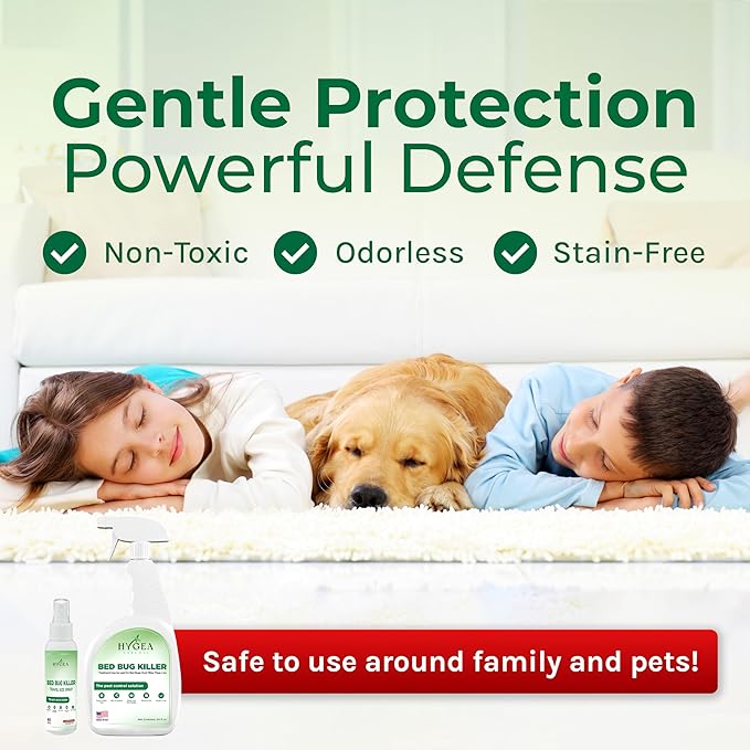 Hygea Natural Exterminator Combo Pack, Non Toxic Treatment, Natural Bugs & Lice Eradicator - Includes Spray 24 oz & Travel Spray 3 oz
