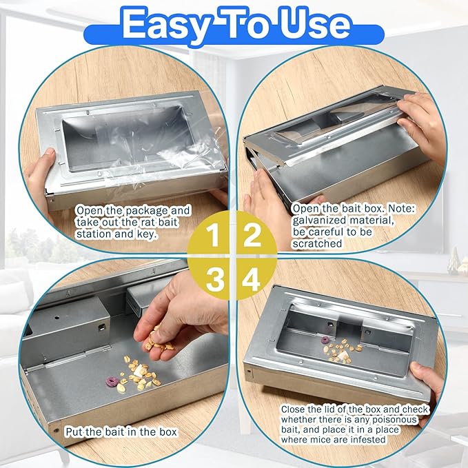 4 Packs Multi Catch Mouse Trap Clear Top Mice Trap Rodent Humanized Silver Rat Traps for Indoor Outdoor Rat Control Pet and Security
