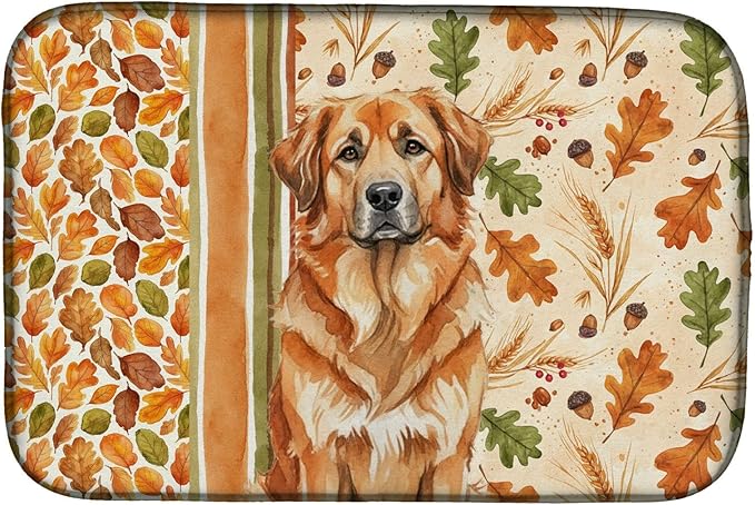 Caroline's Treasures Red Leonberger Heirloom Fall Dish Drying Mat Absorbent Dish Drying Mat Pad for Kitchen Counter Dish Drainer Mat for Countertop, 14 x 21", Multicolor