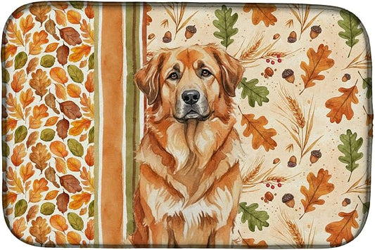 Caroline's Treasures Red Leonberger Heirloom Fall Dish Drying Mat Absorbent Dish Drying Mat Pad for Kitchen Counter Dish Drainer Mat for Countertop, 14 x 21", Multicolor