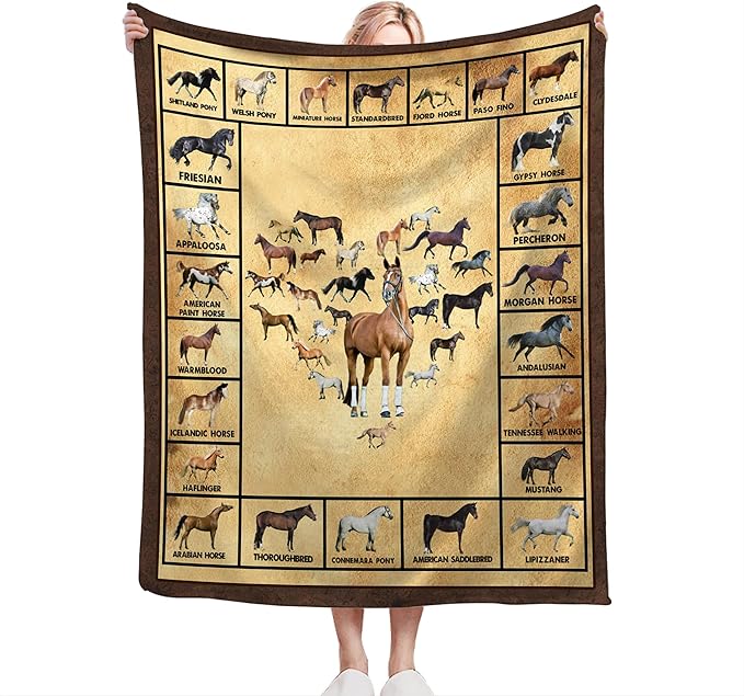 Horse Blanket Throws Horse Gifts Horses Throw Blanket for Girls Boys Kids Adults Soft Warm Cozy Fleece Blanket for Couch Sofa Bed 50"x40"