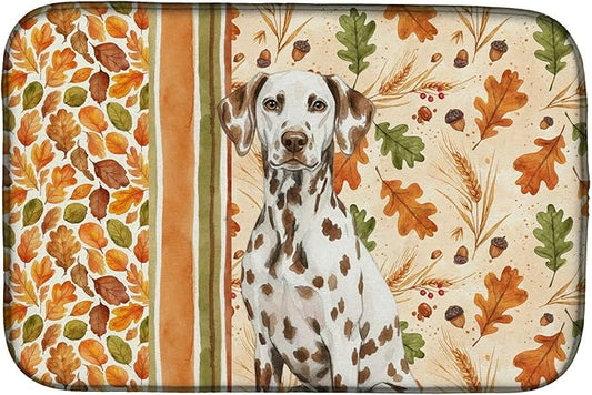 Caroline's Treasures Liver Dalmatian Heirloom Fall Dish Drying Mat Absorbent Dish Drying Mat Pad for Kitchen Counter Dish Drainer Mat for Countertop, 14 x 21", Multicolor