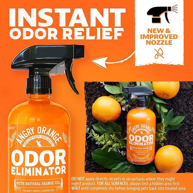 ANGRY ORANGE Pet Odor and Floor Cleaning Set – Citrus Mint Floor Cleaner (32 oz, 2 Pack) + Citrus Odor Eliminator for Dog and Cat Urine and Stains (24 oz)