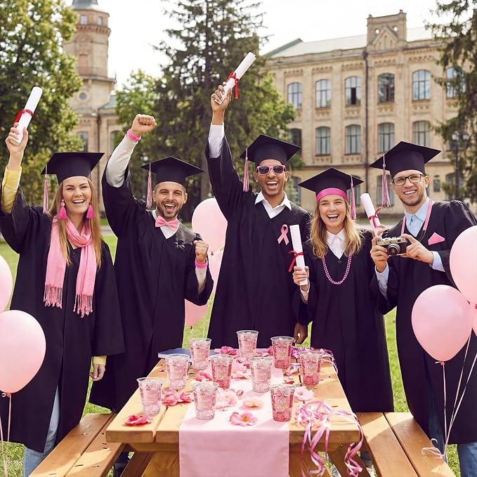 Amyhill 100 Pack 12oz Graduation Cups 2026 Graduation Decorations Disposable Plastic Cups Sturdy&Durable Drinkware for Class of 2026 Decorations Congrats Grad Party Favors Supplies (Pink)