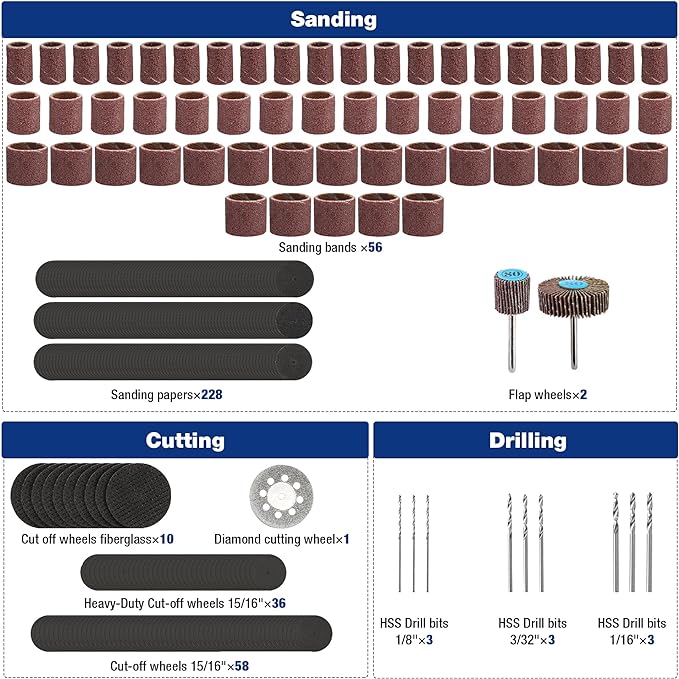 WORKPRO 476PCS Rotary Tool Accessories Kit, 1/8" Shank Rotary Tool Bits | Universal Attachments for Easy Cutting, Sanding, Grinding, Carving, Polishing, Drilling and Engraving