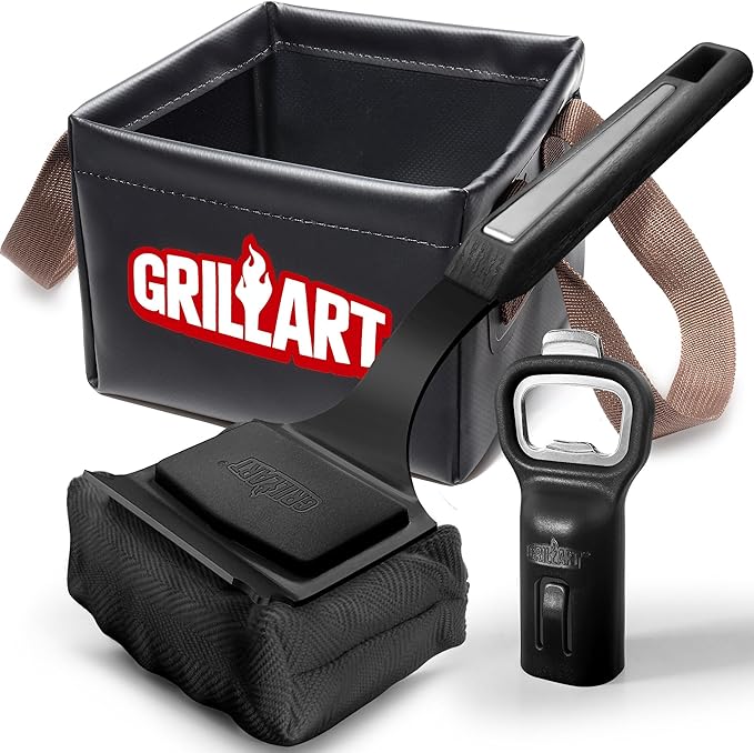 Bristle-Free Grill Brush with Water Soak Basin & Built-in Bottle Opener (Bundle)
