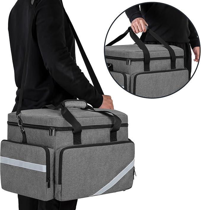 Trunab Rolling Medical Bag with Detachable Trolley, Nurse Rolling Bag with Removable Dividers 15.6" Laptop Sleeve, First Aid Responder Bag Empty for Home Health Nurses, Doctors, EMT, EMS