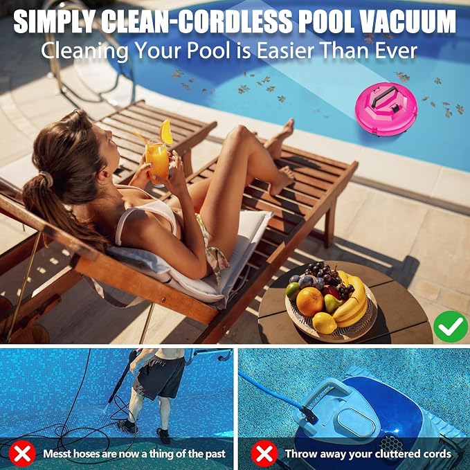 2026 Cordless Robotic Pool Cleaner, Pool Vacuum for Above Ground Pool with 120 Mins Runtime, Auto-Parking Robot Pool Cleaner for Inground Flat Pools Up to 1000 sq.ft