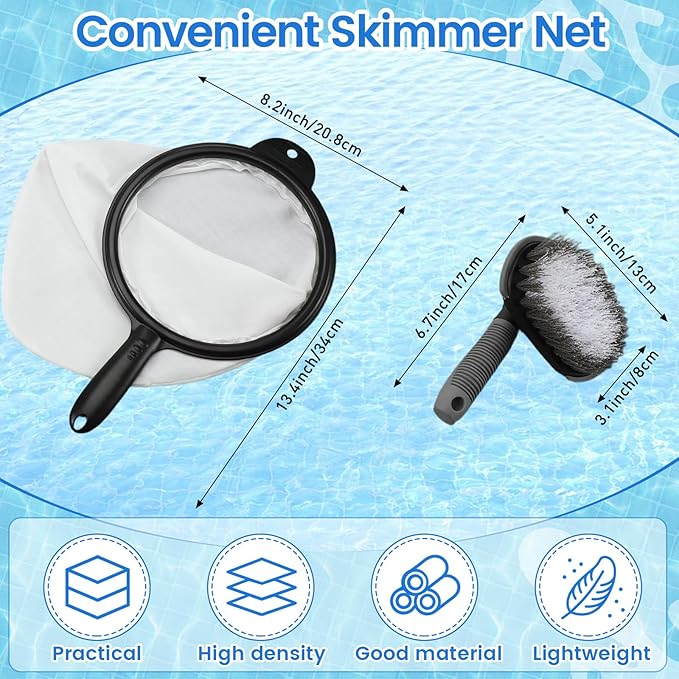 Novabright 5-in-1 Hot Tub and Spa Maintenance Cleaning Accessory Kit with Curved Brush, Mesh Net Skimmer, Scrubber, Gloves, and Sponge for Inflatable Home Hot Tubs Pools Ponds