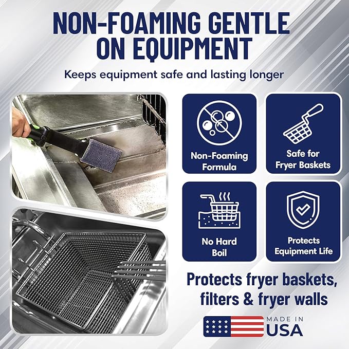 Fry-Whiz 1 Gallon Deep Fryer Cleaner - Commercial Formula for Ovens, Grills & Griddles - No Boil Out Required - Removes Carbon, Grease & Rust - Non-Foaming Food Service Supply