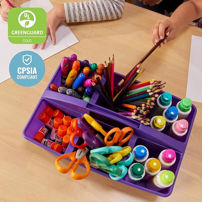 ECR4Kids 6-Compartment Large Plastic Caddy, Multipurpose Organization, Primary, 6-Pack