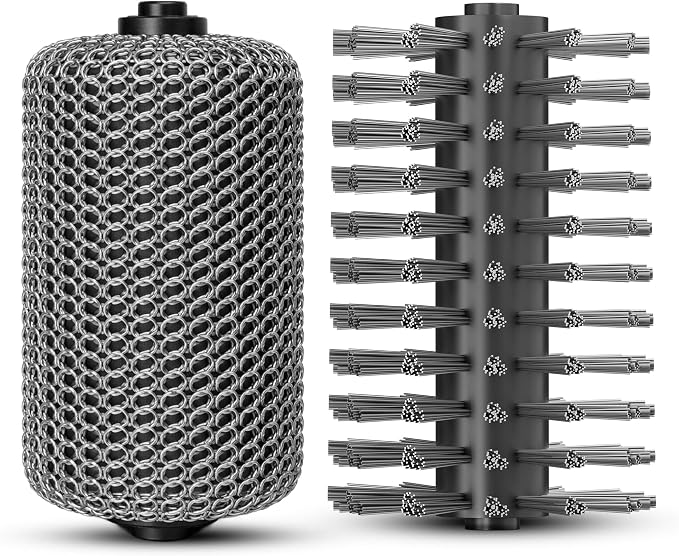 2X Electric Grill Brush Replacement Heads - Heavy-Duty BBQ Cleaning Brush Set for GRILLION Electric Grill Cleaner - Stainless Steel Chain & Wire Brushes