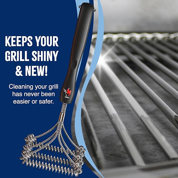 Kona Bristle & Bristle-Free Grill Brushes - Stainless Steel, Rust-Resistant, Safe for All Grill Types - Perfect Grilling Gift