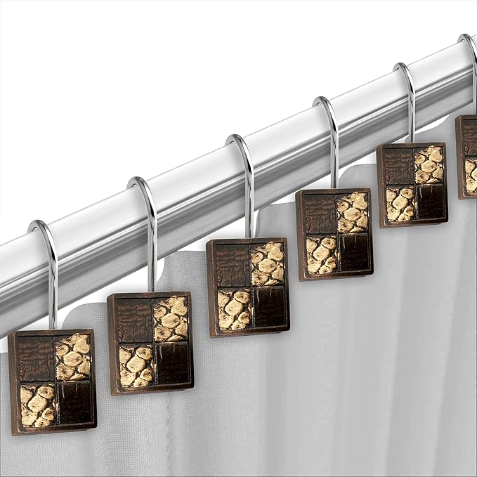 Zahari Home 13pc Safari Stripes Bathroom Shower Curtain Set Animal Print Shower Curtain & 12 Shower Curtain Hooks Luxury Southwest Shower Curtain Unique Design Rustic Shower Curtain Set