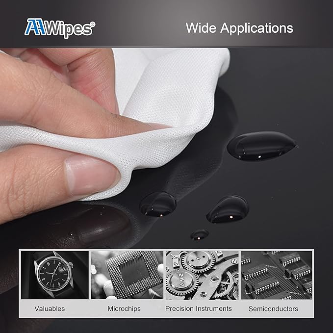 AAwipes Cleanroom Polyester Wipers 12"x12" (Bag of 150 Pcs) Double Knit 100% Polyester Wipes Lint Free Cloths with Ultra-fine Filaments, Laser Sealed Edge, Class 100 Cloths, Ultra-Soft Wipes